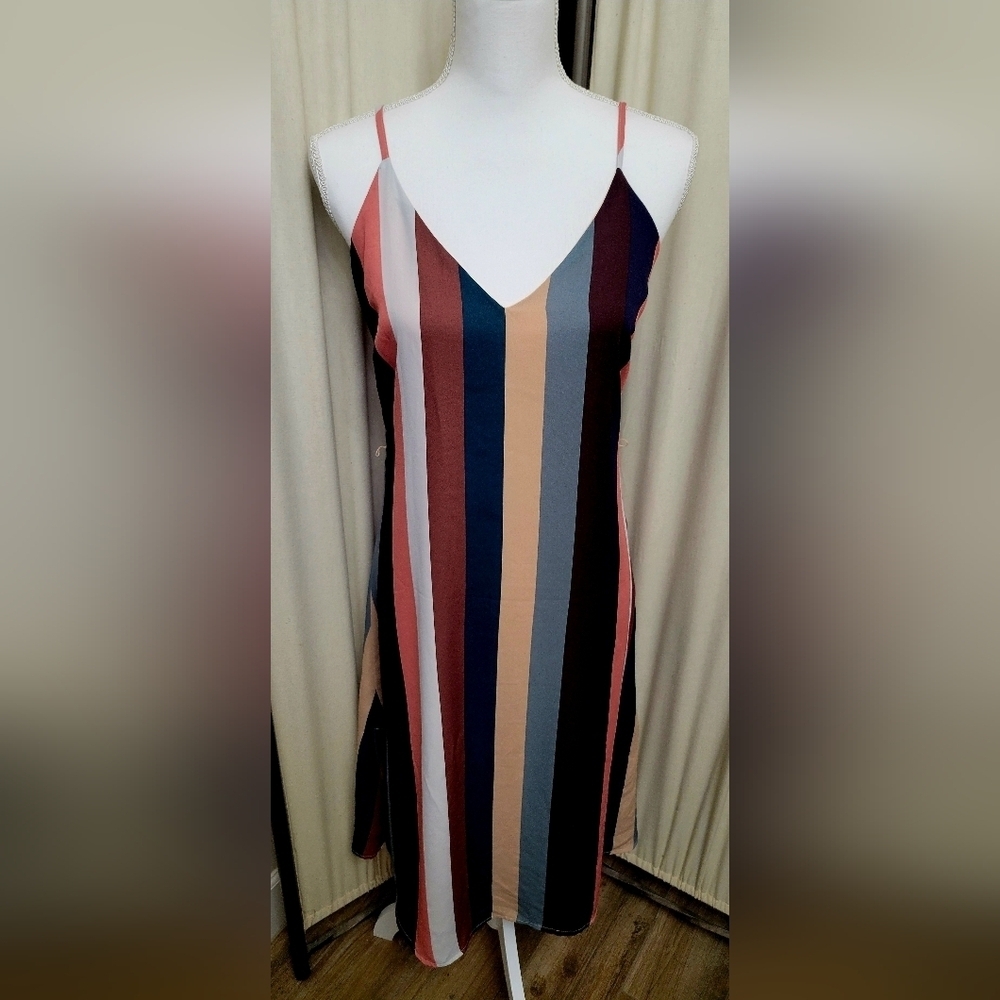 Lulu's Multicolor Striped Midi Dress | Size Medium